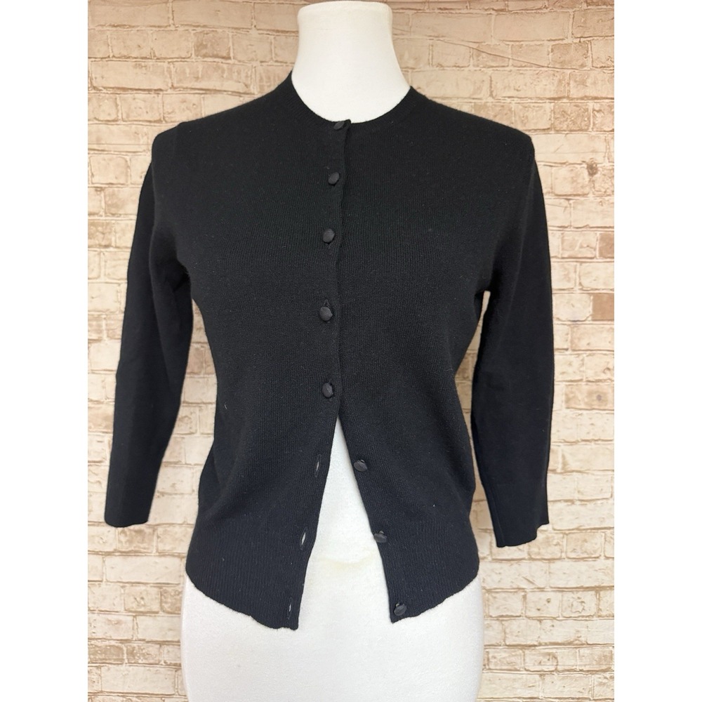 Ralph Lauren Cashmere Cardigan Sweater Women Size S Black Button Up